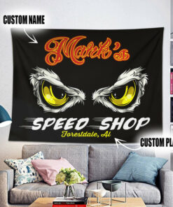 Personalized Eagle Eyes Hot Rod Speed Shop Living Room Garage Tapestry