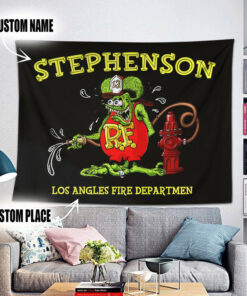 Personalized Rat Rink Fire Dept Rat Rod Garage Tapestry