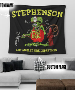 Personalized Rat Rink Fire Dept Rat Rod Garage Tapestry