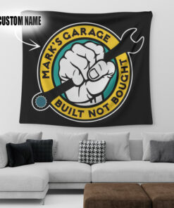 Personalized Built Not Bought Hot Rod Garage Tapestry