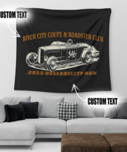 Personalized Hot Rod Racing Car Club Speed Shop Garage Tapestry