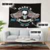 Personalized Skull And Wing Hot Rod Speed Shop Garage Tapestry