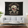 Hot Rod Iron Skull Speed Shop Garage Tapestry Wall Hanging