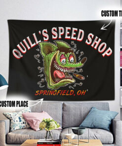 Personalized Hot Rod Rat Rink Speed Shop Printed On The Wall Art Garage Tapestry