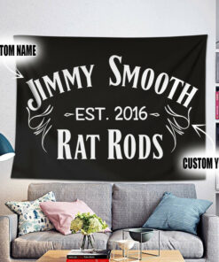 Personalized Pinstripe Hot Rod Garage Tapestry