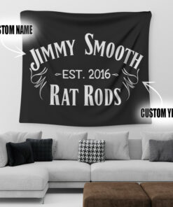 Personalized Pinstripe Hot Rod Garage Tapestry