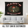 Personalized Hot Rod And Cycle Shop Pirate Skull Garage Tapestry