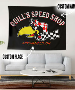 Personalized Hot Rod Speed Shop Racing Garage Tapestry