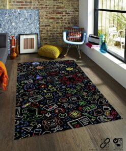 80s Colorful Arcade Area Rug For Living Room Bedroom