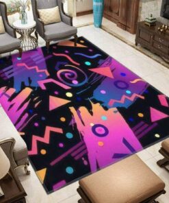 Retro Vintage 80s Fashion Style Abstract Seamless Pattern Area Rugs Nursery Carpet for Living Room Home Indoor Outdoor Runner Rugs Yoga Mat