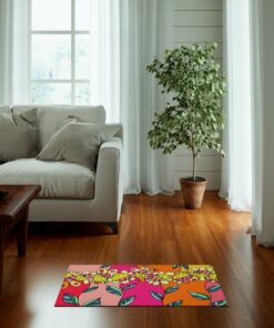 80s Colorful Groovy Abstract Cool Funky Pink Area Rug
