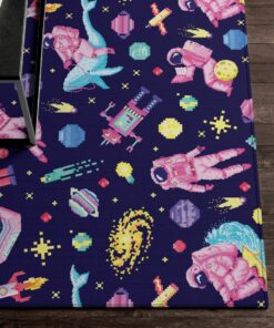 Carpet, Space Pixel Art Space 80S Arcade Area Rug For Boys Game Room