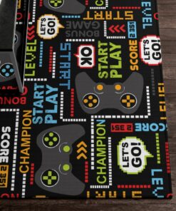 Game Controller Pixel 80s Arcade Carpet, Rug For Boy Game Room