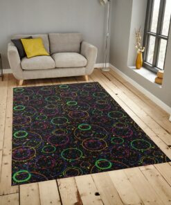 Neon Color Arcade 80s Area Rug For Game Room Decor