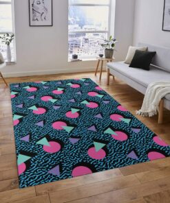 80s Arcade Pattern Style Area Rug For Game Room, Nintendo Room Decor, Boys Dorm Room Decor