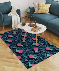 80s Arcade Pattern Style Area Rug For Game Room, Nintendo Room Decor, Boys Dorm Room Decor