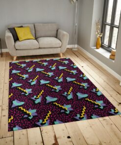 Arcade Art 80s Style Area Rug For Home Theater, Nintendo Room Decor