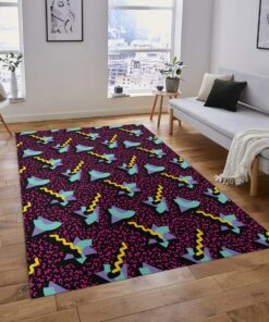 Arcade Art 80s Style Area Rug For Home Theater, Nintendo Room Decor