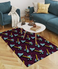 Arcade Art 80s Style Area Rug For Home Theater, Nintendo Room Decor