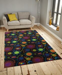 80s Bowling Floral Arcade Area Rug For Living Room, Bedroom, Game Room