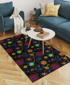 80s Bowling Floral Arcade Area Rug For Living Room, Bedroom, Game Room