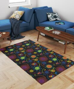 80s Bowling Floral Arcade Area Rug For Living Room, Bedroom, Game Room