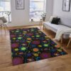 80s Bowling Floral Arcade Area Rug For Living Room, Bedroom, Game Room