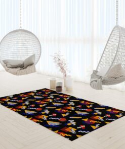 Bowling Alley Video Game Arcade 80s Style Area Rug, Player Charter Game Room Rug