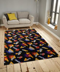 Bowling Alley Video Game Arcade 80s Style Area Rug, Player Charter Game Room Rug
