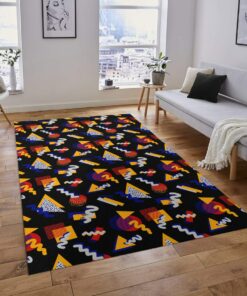 Bowling Alley Video Game Arcade 80s Style Area Rug, Player Charter Game Room Rug