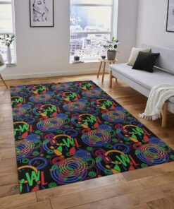 Bowling Alley 80s Arcade Rug Retro Neon Glow Fluorescent Video Game Carpet