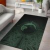 Dark Green Ethnic Odin Raven Viking Style Area Rug For Living Room Bedroom