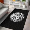 Black And White Skoll and Hati Rune Tattoo Viking Area Rug