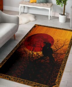 Viking Decor Ideas Raven and Red Moon Area Rug for Living Room, Bedroom