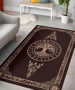 Personalized Vegvisir Yggdrasil Ravenorse Mythology Viking Viking Area Rug