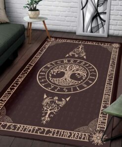Personalized Vegvisir Yggdrasil Ravenorse Mythology Viking Viking Area Rug