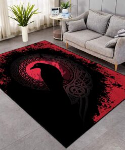Celtic Raven With Red Moon Large Living Room Rug