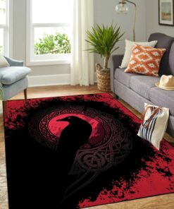Celtic Raven With Red Moon Large Living Room Rug