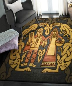 Personalized Viking Norse Mythology Bragi and Idunna Rug for Living Room