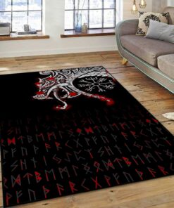 Dragon and Vegvisir Tattoo Viking Area Rug