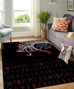Dragon and Vegvisir Tattoo Viking Area Rug