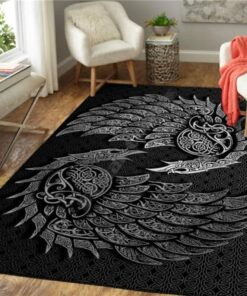 Raven of Odin Huginn and Muninn Viking Norse Mythology Viking Area Rug
