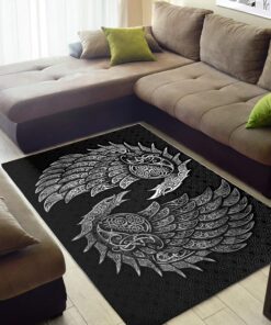 Raven of Odin Huginn and Muninn Viking Norse Mythology Viking Area Rug