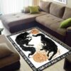 Personalized Fenrir Skoll and Hati Rune Viking Area Rug for Living Room