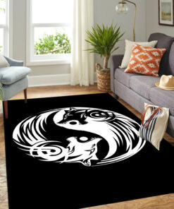 Alternative view of Viking Style Bomber Ying Yang Wolf Area Rug