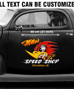 Alternative view of Personalized Speed Shop Hot Rod Shop Mr Horsepower Sticker
