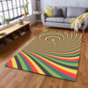 Abstract Swirl Pattern With Optical Illusion 70s Style Area Rug