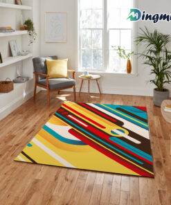 Creative 70s Abstraction With Designed Shapes Illustration Area Rug