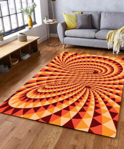 Psychedelic Groovy Colorful Optical Illusion Vaporwave 70s Style Area Rug