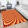 Psychedelic Groovy Colorful Optical Illusion Vaporwave 70s Style Area Rug